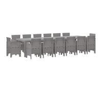 Set da Pranzo per Giardino 15 pcs Grigio chiaro Rattan PoltSet Tavolo Sedie EsternoYJXZJXJY-3378648IT