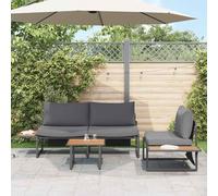 Set da Pranzo per Giardino 3 pz Antracite Acciaio