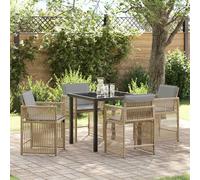 Set da Pranzo per Giardino 5 pcs Beige polyrattan