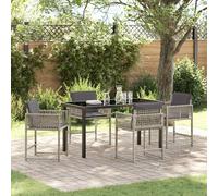 Set da Pranzo per Giardino 5 pcs Grigio chiaro polyrattan