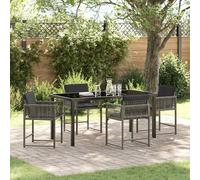 Set da Pranzo per Giardino 5 pcs Grigio polyrattan