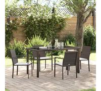 Set da Pranzo per Giardino 5 pcs Marrone e Nero Rattan in PE