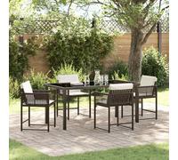 Set da Pranzo per Giardino 5 pcs Marrone polyrattan