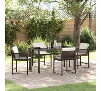 Set da Pranzo per Giardino 5 pcs Marrone polyrattan