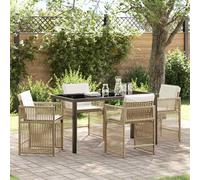Set da Pranzo per Giardino 5 pz Beige polyrattan