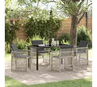 vidaXL Set pranzo giardino 5 pezzi 4 persone, tavolo in acciaio, cuscini grigio chiaro/nero