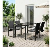 Set da Pranzo per Giardino 5 pz Nero e antracite