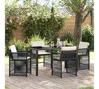 Set da Pranzo per Giardino 5 pz Nero polyrattan