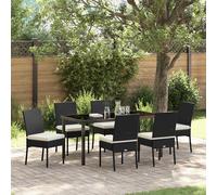 Set da Pranzo per Giardino 7 pcs Nero