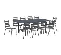 Set da Pranzo per Giardino Moderno con Telaio in Acciaio Verniciato a Polvere, Estensibile, Antracite, Design Minimalista, Resistente agli Agenti Atmosferici