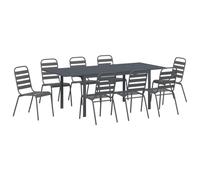 Set da Pranzo per Giardino Moderno, Telaio in Acciaio Verniciato a Polvere, Design Estensibile, Finitura Antracite, Resistenti alle Intemperie, Elegante e Minimalista