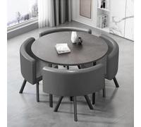 Set da pranzo per piccoli spazi, tavolo da pranzo e sedie, set da 4 pezzi, piano in finto marmo con 4 sedie in pelle, salvaspazio per cucina, tavolo da riunione, 01480 * 80 * 75