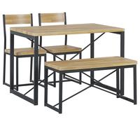 Set da Pranzo Piano Legno Chiaro Struttura in Acciaio Nero 110 x 70 cm Flixton