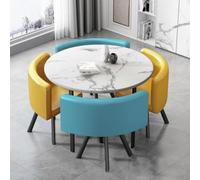 Set da pranzo piccolo, set da pranzo da 5 pezzi con piano in finto marmo e 4 sedie in pelle, design salvaspazio per piccole cucine e zone caffè, mobili da pranzo eleganti 90x90x75 cm