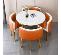 Set da pranzo rotondo a 5 pezzi e set di sedie, mobili da bar per la colazione da cucina, comprende 1 tavolo da conferenza rotondo e 4 sedie, ideale per cucina/sala da pranzo, 80x75cm/31.5x29.5in
