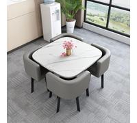 Set da pranzo rotondo a 5 pezzi e set di sedie, mobili da bar per la colazione da cucina, comprende 1 tavolo da conferenza rotondo e 4 sedie, ideale per cucina/sala da pranzo, 80x75cm/31.5x29.5in