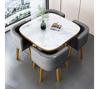 Set da pranzo rotondo a 5 pezzi e set di sedie, mobili da bar per la colazione da cucina, comprende 1 tavolo da conferenza rotondo e 4 sedie, ideale per cucina/sala da pranzo, 80x75cm/31.5x29.5in