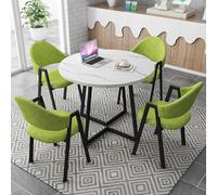 Set da pranzo rotondo compatto verde con sedie per 4 persone, tavolo da cucina e conferenza ideale per piccoli spazi