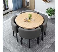 Set da pranzo rotondo da 5 pezzi con tavolo e 4 sedie, mobili salvaspazio per cucina/sala da pranzo, tavolo da conferenza per la colazione e l'ufficio, per la casa e i luoghi di lavoro