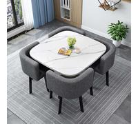 Set da pranzo rotondo da 5 pezzi con tavolo e 4 sedie, mobili salvaspazio per cucina/sala da pranzo, tavolo da conferenza per la colazione e l'ufficio, per la casa e i luoghi di lavoro