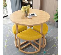 Set da pranzo rotondo da 5 pezzi, tavolo negoziale, 4 sedie imbottite in PU/tessuto, mobili da cucina moderni per sala da pranzo, appartamento, piccolo spazio