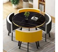 Set da pranzo rotondo da 80 cm, tavolo da ricevimento per ufficio o ufficio con quattro sedie, ideale per pranzi in famiglia o per uso in sala conferenze