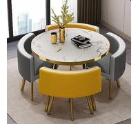 Set da pranzo rotondo moderno, tavolo da 80 cm con 4 sedie per ufficio domestico o sala conferenze aziendale