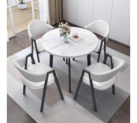 Set Da Pranzo Rotondo per 4 Persone, Tavolo Da Cucina, Balcone, Soggiorno, Ufficio, Reception, Combinazione Di Sedie