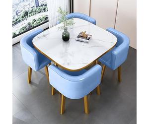Set da pranzo rotondo, tavolo e 4 sedie, elegante arredamento da cucina, design moderno salvaspazio per sala da pranzo, ideale per il bar della colazione o la sala conferenze