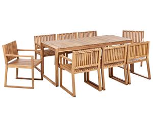 Set da pranzo rustico a 8 posti in legno d'acacia certificato Sassari II