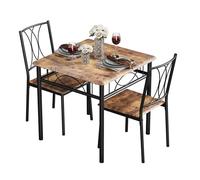 Set da pranzo salvaspazio 3 pezzi - Tavolo quadrato design doppio c legno e metallo + 2 sedie imbottite - stile rustico marrone per cucina appartamento 2 persone-marrone MDF sedia