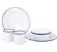 Set da pranzo smaltato bo-camp da 6 pezzi per 2 persone bianco/blu