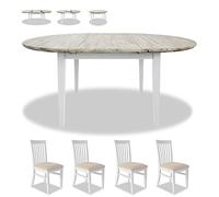Set da pranzo: tavolo allungabile rotondo e ovale in legno con foglie centrali in legno massello e sedie in stile country, perfetto per mobili da cucina