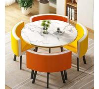 Set da pranzo, tavolo da pranzo rotondo moderno e set di sedie per ufficio domestico o reception aziendale Tavolo da 80 cm con quattro sedie Ideale per sala da pranzo in famiglia o sala conf