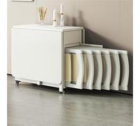 Set da pranzo, tavolo pieghevole salvaspazio - Scrivania regolabile in diverse lunghezze con vano porta sedie integrato, perfetto for appartamenti/monolocali(Natural,6Chairs)