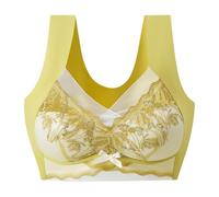 Set da ragazza 4 anni donna correzione Bra Bra Sexy Up Wireless Bra Breathable Braccio per donne anziane Everyday Braccio corpo sexy in vinile, giallo, XXL