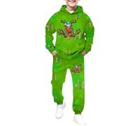 Set da ragazzo a maniche lunghe stampato felpa con cappuccio pantaloni da jogging a due pezzi caldo in pile per feste invernali confortevoli in cotone morbido casual gioco sport famiglia regalo anni