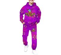 Set da ragazzo a maniche lunghe stampato felpa con cappuccio pantaloni da jogging a due pezzi caldo in pile per feste invernali confortevoli in cotone morbido casual gioco sport famiglia regalo anni