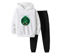 Set da ragazzo a maniche lunghe stampato lettera due pezzi inverno San Nicola spettacolo famiglia regalo anni confortevole cotone morbido decorazione celebrazione casual