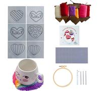 Set da ricamo a forma di cuore per principianti, kit di sottobicchieri per San Valentino, con diversi motivi d'amore, perfetto per aree di lavoro, soggiorno, cucina, progetti di decorazione per la