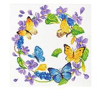 Set da ricamo Coccinella corona d'estate, set per punto croce di circa 29,2 x 30 cm, set completo per un ricamo angolare, passatempo artigianale per adulti e bambini a partire da 8 anni