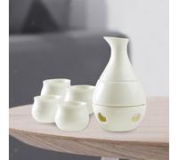 Set da sakè in ceramica con scaldavivande, 4 tazze in ceramica per il tè,