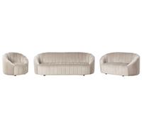 Set da salotto 6 posti in velluto con sedili imbottiti beige Malung