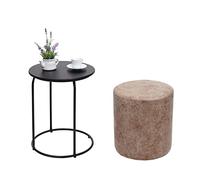Set da Salotto caffè tavolino con Sgabello HWC-K48 MDF Metallo Marrone