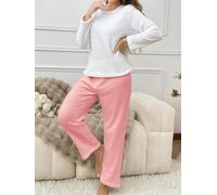 Set da salotto caldo da donna, 2 pezzi, maglia a maniche lunghe e pantaloni, abbigliamento comodo da indossare tutti i giorni, abbigliamento per la casa, morbido al tatto, abbigliamento interno