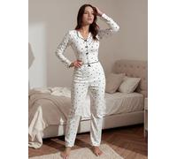 Set da salotto da donna con top a maniche lunghe e pantaloni lunghi, pigiama con volant, morbido cuore pigiama, 2 pezzi