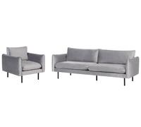 Set da salotto in velluto grigio 4 posti Vinterbro