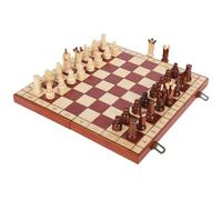 Set da scacchi pieghevole da viaggio, Set di scacchi in legno Scacchiera internazionale pieghevole con fondo in velluto Marrone 34,5x34,5 cm
