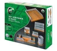 Set da scrivania in rete metallica e legno Lebez silver 1428-S