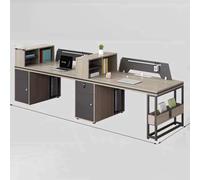 Set da scrivania moderno for ufficio con scomparto alto, postazione di lavoro modulare for supervisore e sedia in rete combinata for il reparto finanziario contabile